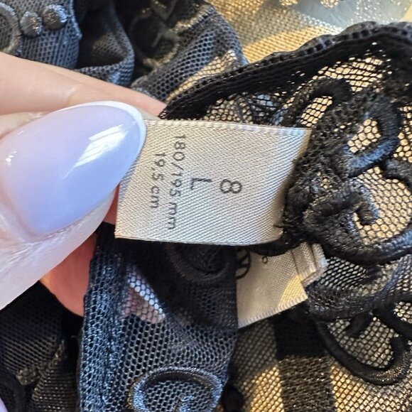 NWT GUCCI GLOVES TULLE LACE GG BLACK Sz 8 / L - Picture 8 of 8